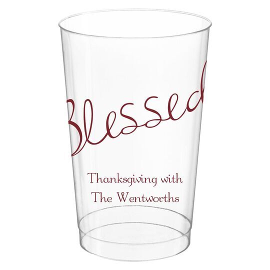 Expressive Script Blessed Clear Plastic Cups